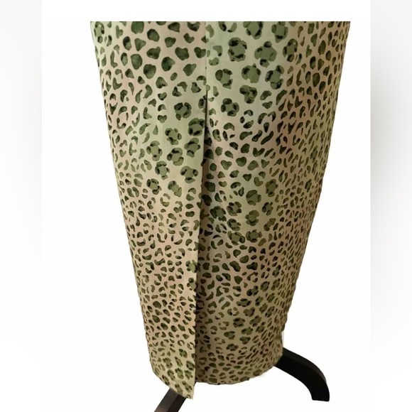 Vintage Spenser Jeremy 100% Silk Maxi Dress Sz 12 Green Leopard Print Mob Wife - Picture 9 of 10